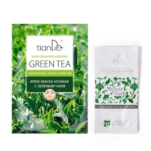 Крем-маска „Зелен чай“+ Лепенка за нос „Чисти пори“